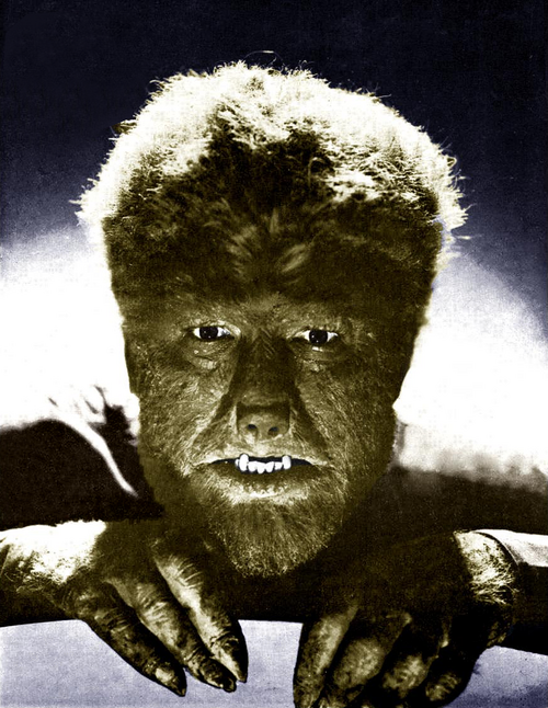 Lon Chaney Jr in Wolf Man makeup