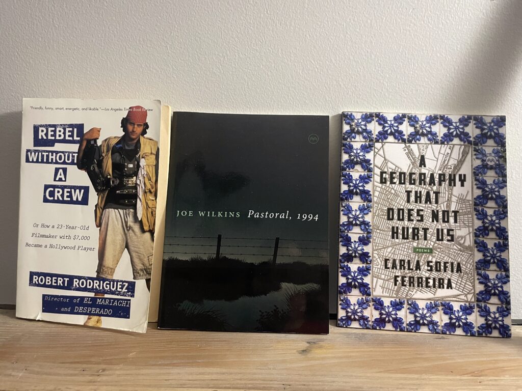 Rebel Without A Crew by Robert Rodriguez, Pastoral, 1994 by Joe Wilkins, and A Geography That Does Not Hurt Us by Carla Sofia Ferreira