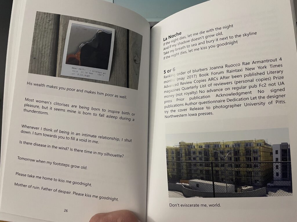 two pages of a poetry book featuring photographs on each page