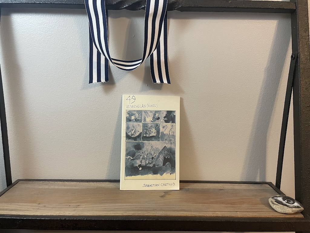 a book, 49 VENEZUELAN NOVELS by Sebastian Castillo, on a shelf