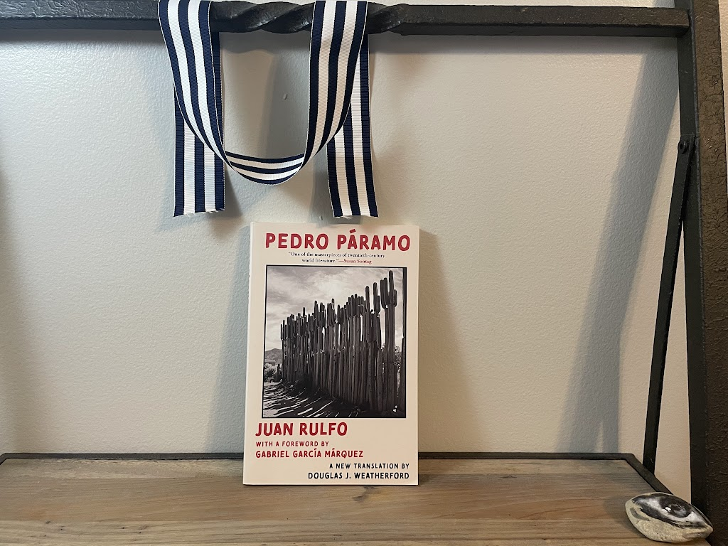 a book, PEDRO PÁRAMO by Juan Rulfo, on a shelf